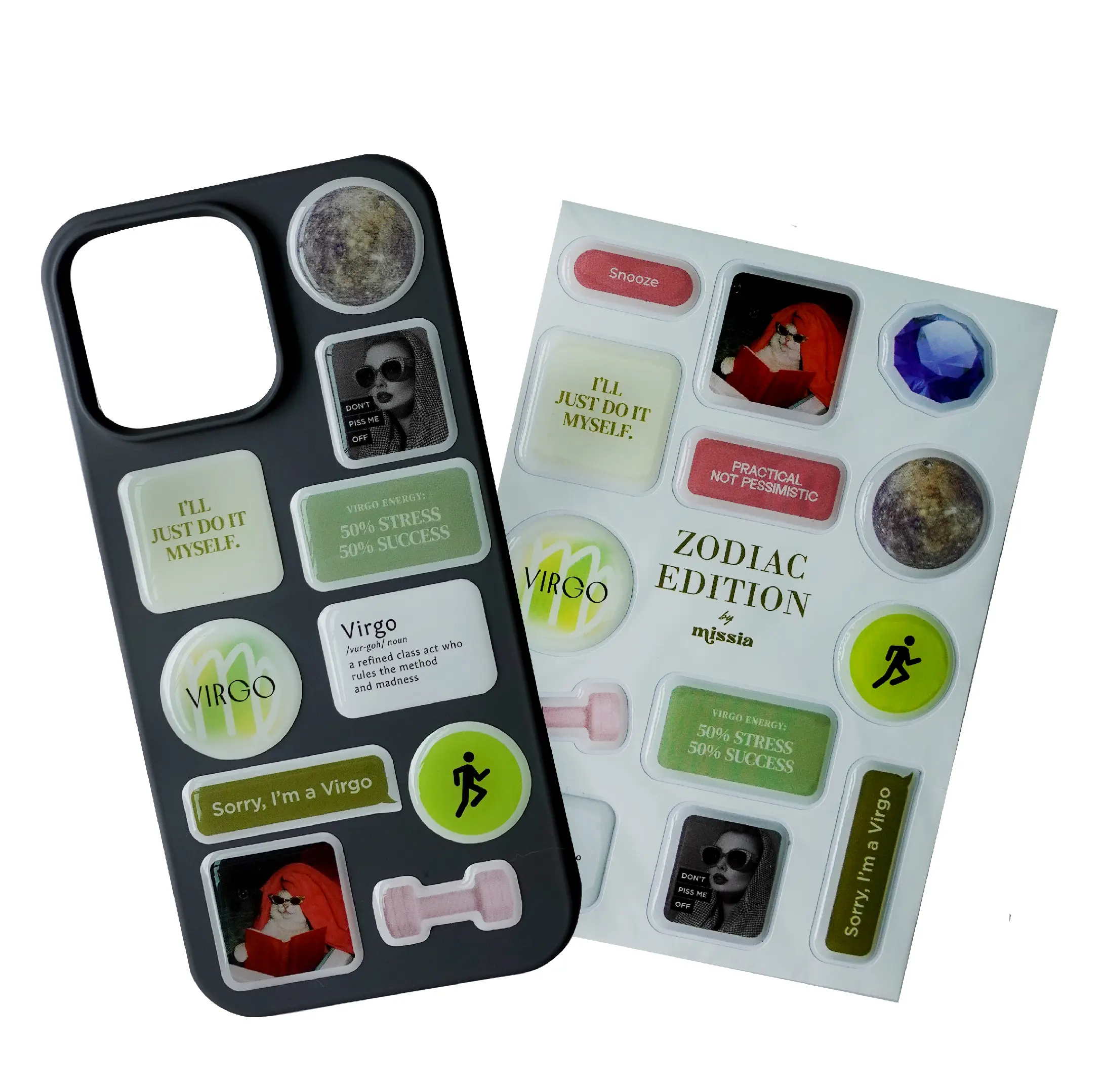 Virgo Zodiac 3D Epoxy Stickers | Horoscope Star Sign Decals | Waterproof Astrology Sticker Pack | Zodiac Edition Scrapbooking Supplies | Gift for Virgo