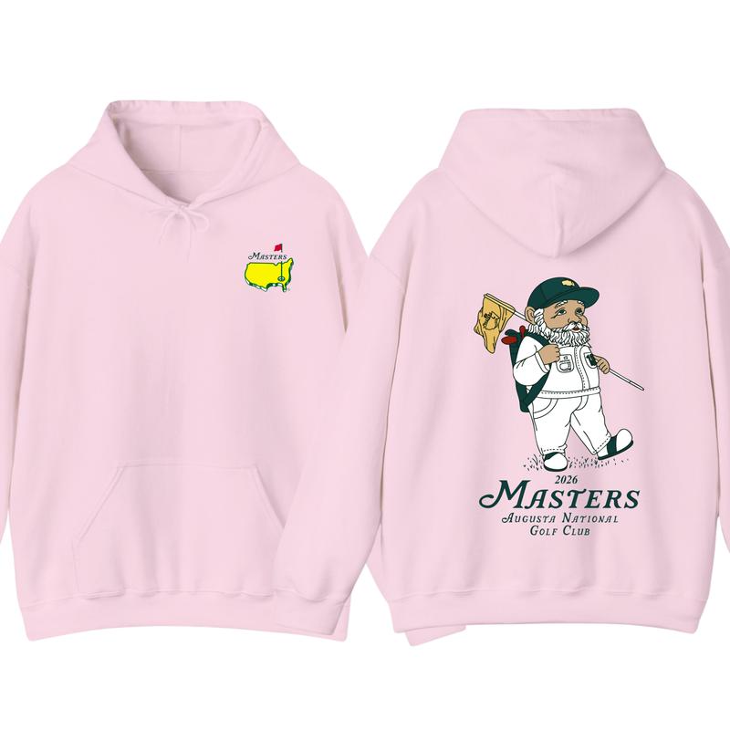 2026 Masters Golf Hoodie, Augusta National Graphic Tee with Golfer Illustration, Two-Sided Unisex Cotton Hoodie, Casual Gift for Golf Fans