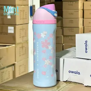Owala Style Sakura Insulated Water Bottle 32oz  Leakproof Stainless Steel Tumbler with Straw BPA Free Travel Gym Bottle Floral Design