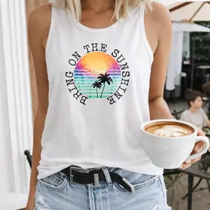 Women's Graphic Round Neck Sleeveless Tank Top Casual Animal Print Tees for Daily Wear White Regular Fit Non-Stretch Womenswear