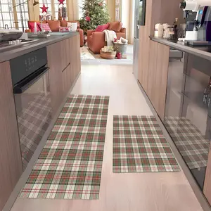 Christmas creative plaid design bedroom carpet festive atmosphere kitchen carpet Christmas home decoration machine washable easy to care sofa coffee table mat Decorative Rug