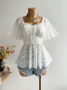 Large Size Short Sleeve Casual Vacation Top Blouse Shirts, Perfect for Boho Easter Beach, Hawaii Music Festival, Tropical Holiday