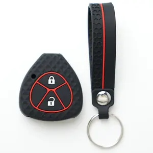 Diamond Pattern Premium Protective Key Cover with keychian for TOYOTA Model Key Fobs - Camry, Corolla, Highlander Straight Remote Control Protective Case - Made of Silicone - Shockproof And Wear-Resistant - Precisely Fits Without Fading Car Key Protector