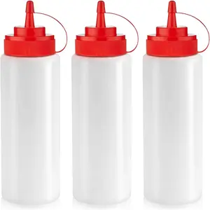 12 oz Condiment Squeeze Bottles for Sauces - Leak Proof Oil, Syrup, Dressing Squirt Bottles