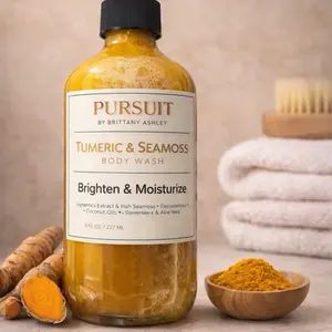 Pursuit By Brittany A Turmeric & Seamoss Body Wash Natural Cleansing for Smooth Radiant Skin Care Soap Brighten Moisturize Brightening Soap Skin Repair