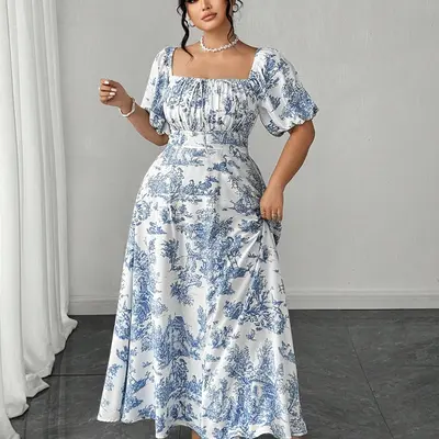 Blue and White Plus Size Dresses TikTok Shop