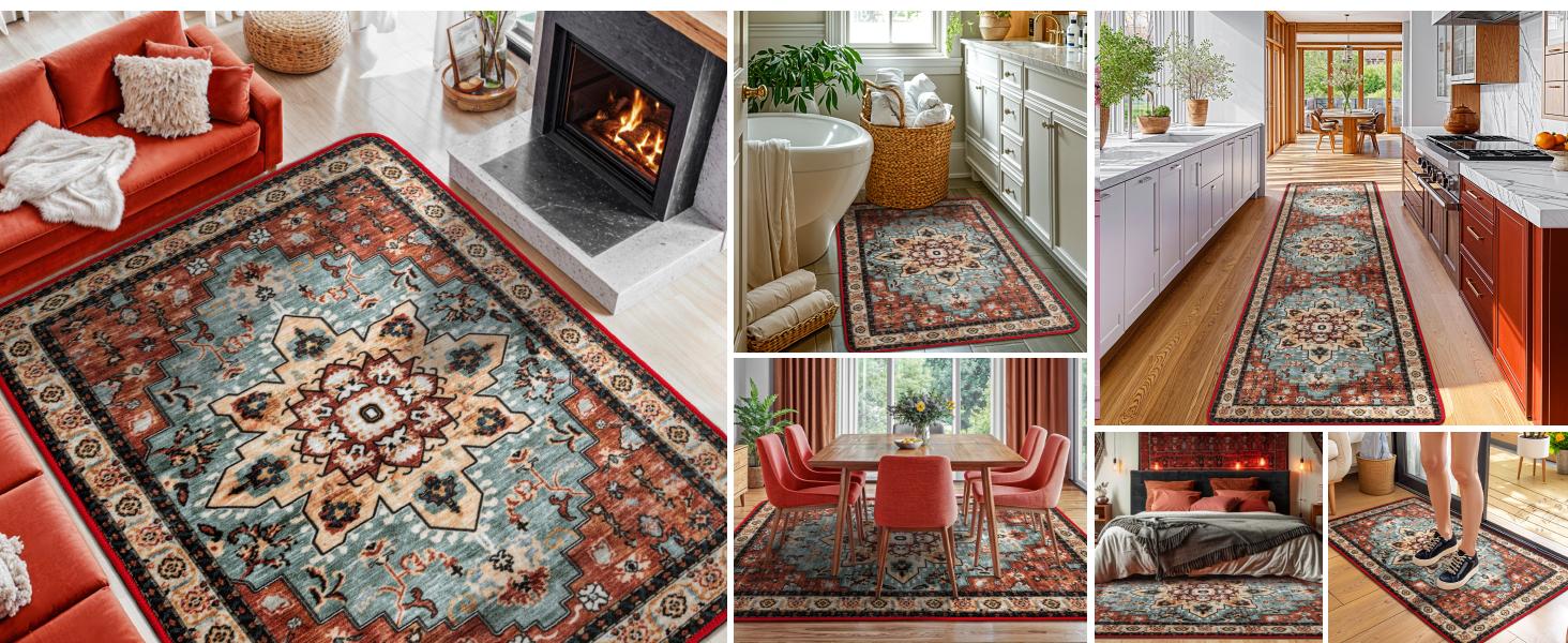 Shilucheng 2x10 Runner Rug Hallway Kitchen Runner Washable Non Slip Durable Waterproof Pet Kid Friendly Stain Resistant Easy to Clean Vacuum Friendly Affordable