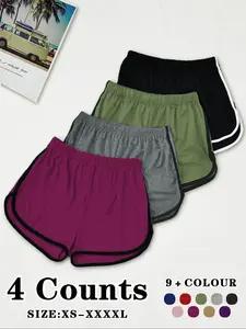 Women's Contrast Binding Elastic Waist Sleep Shorts, Soft Comfy Breathable Shorts for All Seasons, Comfy Loungewear for Women