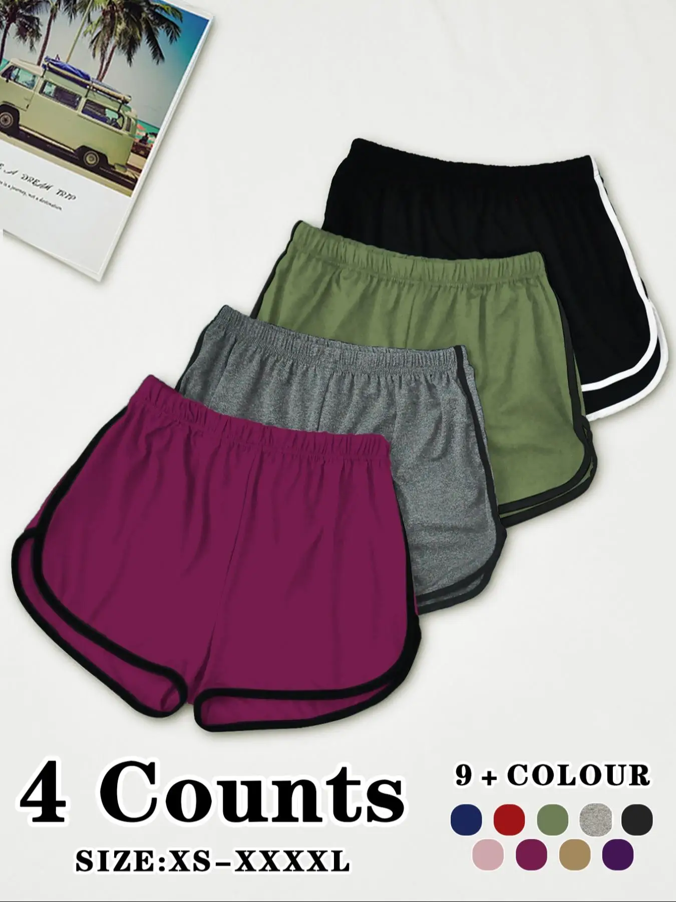 Women's Contrast Binding Elastic Waist Sleep Shorts, Soft Comfy Breathable Shorts for All Seasons, Comfy Loungewear for Women