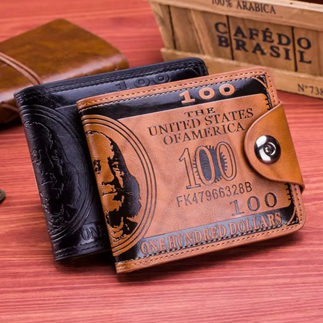 Money Wallet - US 100 Dollar Bill Design Pattern Print - Novelty Fun Humor Gift - Pu Leather - Card Cash Coin ID Holder