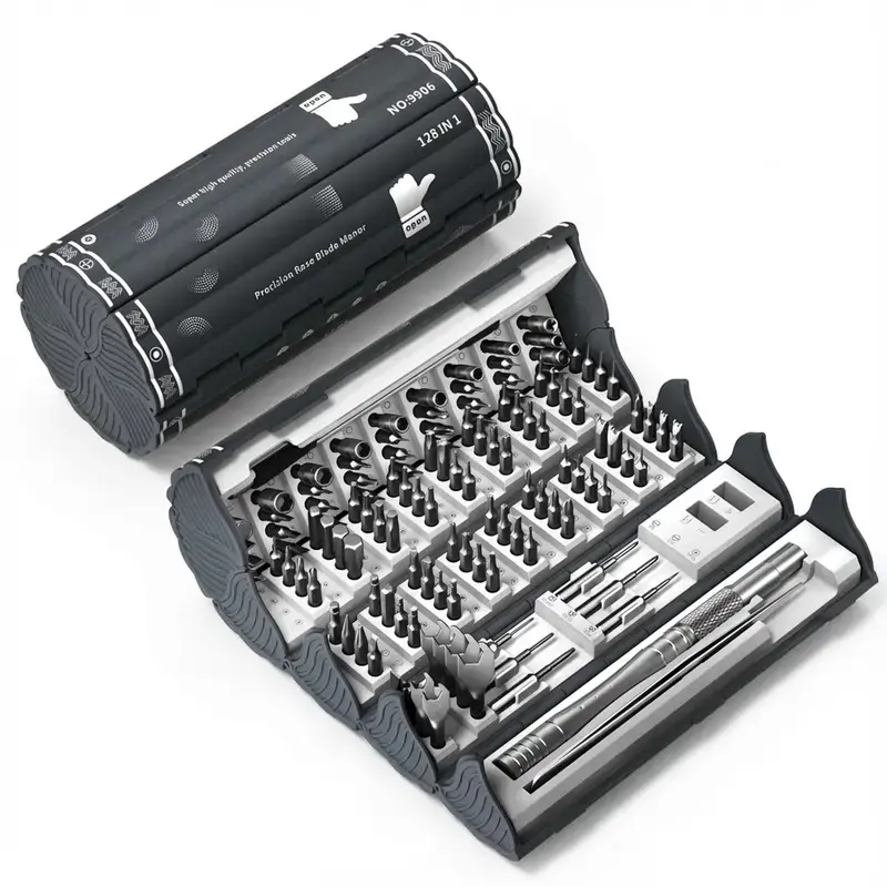 【Summer Survival】128-In-1 Magnetic Precision Screwdriver Set, Bamboo Stick Design Multi-Functional Tools and Gadgets, Portable Rotary Box Kit for Home & Office Repair, Valentine's Day Gift for Boyfriend Husband #GLOBAL PICKS