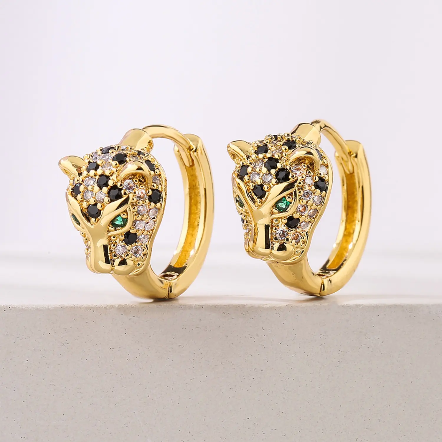 Women's Leopard Head Drop Earrings - Gold-Coated Alloy Animal Jewelry with Zircon, Fashion Female Hip-Hop Personality Statement Accessory (Sports & Outdoor Accessories Category), Statement Pieces