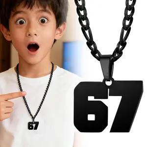 Men's Boy's Stainless Steel Basketball Soccer Baseball Team Number Pendant Chunky Chain Sport Necklace