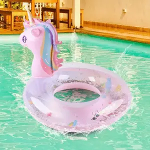 Unicorn Design Inflatable Swimming Ring, Cute Inflatable Swimming Ring, Durable PVC Swimming Ring for Summer Pool Party