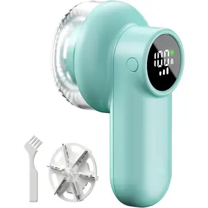 Rechargeable Fabric  with LED Digital Display 6-Leaf Defuzzer 3-Speeds for Sweater  with Safety Lock Green