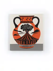 Athenian Volcano Vase Canvas Edition Wall Art 20"x18" - Ancient Greek Amphora Design for Home Decor