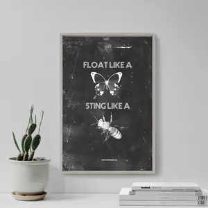 Beautiful Boxing Art Print Quote Float Like a Butterfly Sting Like a Bee Photo Poster, Gift Home Wall Decor MMA