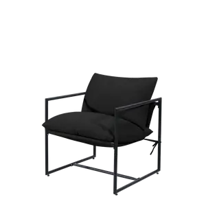 Modern Sling Black Accent Chair with Plush Cushioned Seat, Indoor or Outdoor, Rustproof Steel Frame with Washable Cushions, Living Room, Patio, Porch summergarden