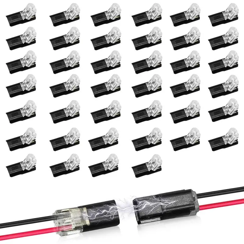 Double-Wire Plug-in Connector for LED Light Strips, 2-Pin Low Voltage Wire Connector with Locking Buckle, Fast Connect Plugs for Strip Lights, Automotive Wiring & Power Distribution, Secure Connection, Home Essentials, Party Gift Idea