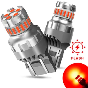 AUXITO LED Strobe Brake Lights Bulbs Red, 2800LM Flashing Strobe Blinking LED Tail Light Bulbs for 7440/7443 T20 W21W 7441 7444 7443R,300% Brighter CANBUS Ready Plug and Play LED Stop Blubs,T25 3156/3157 1157/2357 1156 Tail Lights Brake Lights