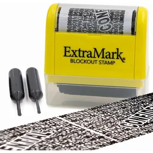 Identity Theft Protection Blockout Stamp - Roller Stamp with Two Replacement Ink Tubes - Yellow Unit