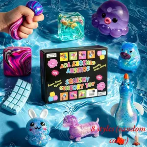 8 Pack Squishy Sensory Toys Set, Random Color Stress Relief Squeeze Toys, Fidget Toys for Kids & Adults, Super Solid Squishy Toys