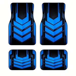 4pcs Universal Car Floor Mats, Thickened Printed Blue U-Shape Design, Fits Most Cars, Tesla, Suvs, Elegant Interior Decor, Halloween Christmas Gift, Car Interior Accessories