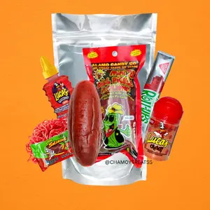 CM TREATS MINI CHAMOY PICKEL KIT Lucas Chamoy Polvo, and salsagheti, and Frui Roll Up Candy.