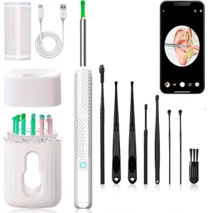 Earwax Removal Tool Set with Camera, Portable 360° Wide-Angle Ear Cleaner, Waterproof Endoscope, Type-C Charging, Compatible with iPhone & Android, Earwax Remover