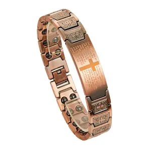 Adjustable copper colored magnetic wristband, cross strong magnetic attractionwristband, improves energy circulaSuper Strong Magnetic Copper Cross Bracelettion.