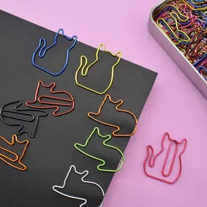 Cute Cat Design Paper Clip, 30/60pcs Colorful Mini Paper Clip, Fun Desk Accessories for Cat Lovers, Perfect for Organizing Papers, Marking Pages, Multifunctional Stationery, Paperclips