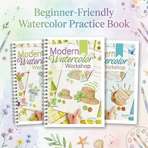 3 Watercolor Notebooks, Watercolor Practice Book, for Adults and Women, Beginner Friendly, Garden Bouquet and Seaside Themes, 24 Patterns, Thick Paper, Great Gift
