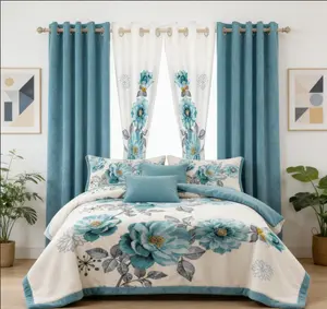 Green 9 Piece Thick Touch Bed Cover Curtain Bedspread Bedding Set for Bedroom Dorm Room All Season Floral Botanical Print Girls Bamboo Microfiber Luxury Durable Ultra Soft Queen King Full Size Ideal for Farmhouse Decor Christmas Fall Gift 11