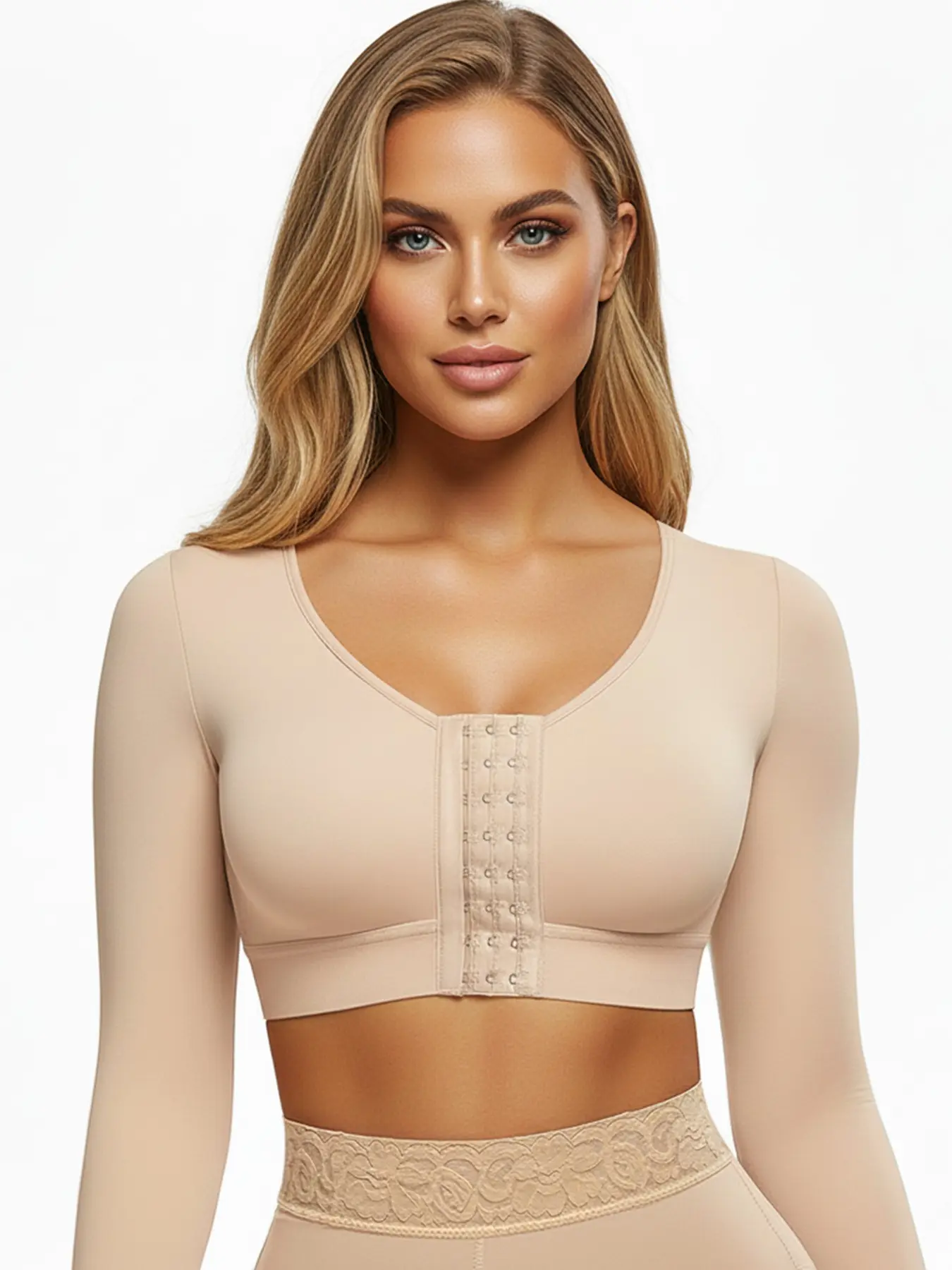 Women's Slimming Fit Shapewear Top with Abdominal Control, Corset Shapewear, Abdomen Shapewear, Long Sleeve Sporty Design, Flat Belly Sculpting Waist Cincher, Body Sculpting Top, Womenswear, Underwear