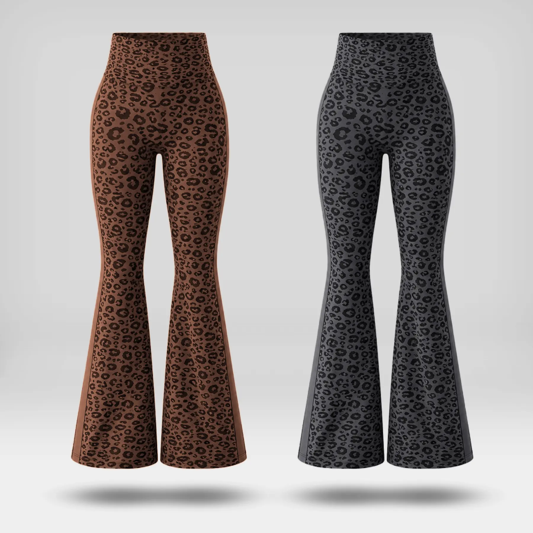 2 items Summervibes Women's Sexy Leopard Print Flared Yoga Pants - Snatched High Waisted Tummy Control Leggings, BBL Effect Butt Lifting Bell Bottoms, Viral Leg Lengthening Y2K Trousers for Outdoor Fun, Squat Proof Sculpting Gym Athleisure Pants