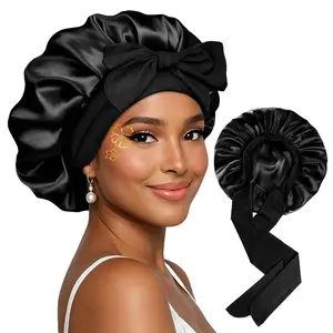 Satin Sleep Cap Adjustable Double-Layer Hair Wrap, Unisex Curl Hair Tie Cap in Imitation Silk, Comfortable Nightwear Accessory, Adjustable Satin Bonnet