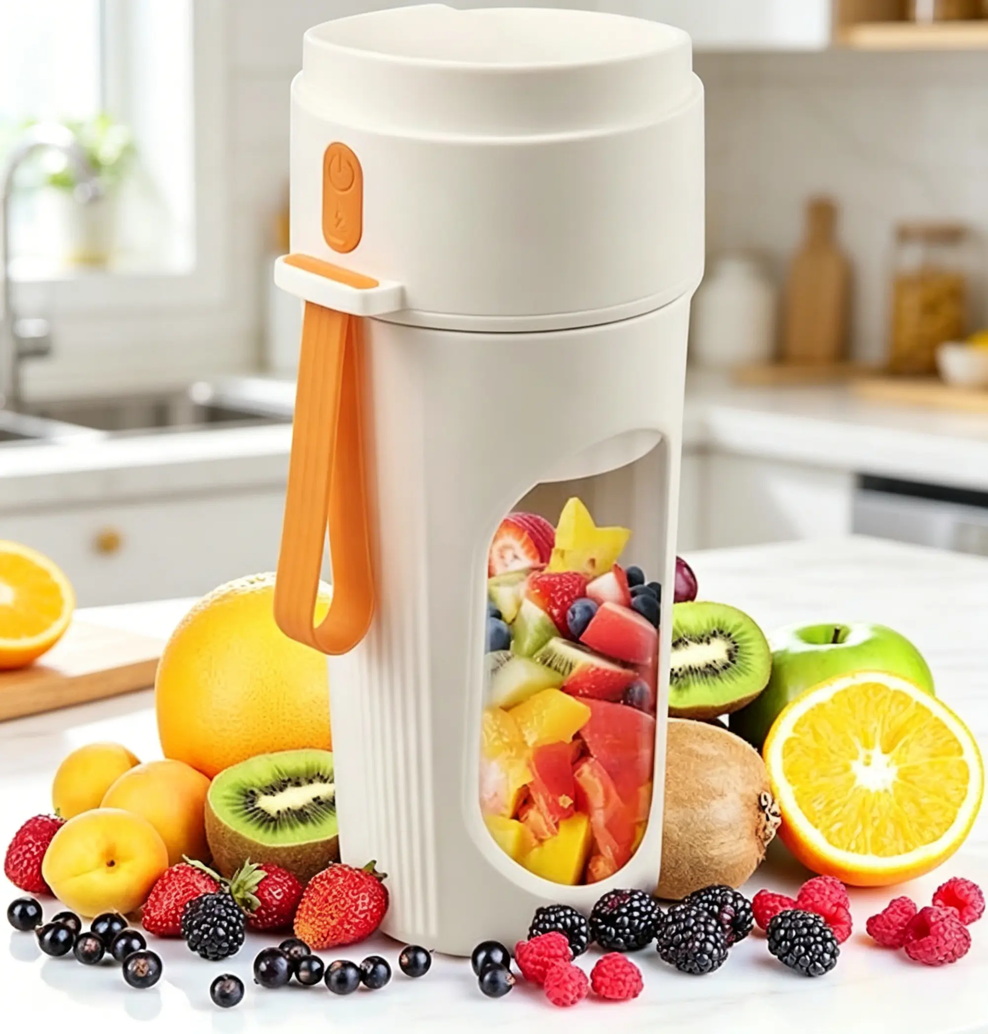 Portable Mini Blender for Smoothies & Shakes, 15 Oz BPA-Free Rechargeable Sport Bottle, 12-Blade Dishwasher-Safe Compact Kitchen Appliance for Fresh Juices Easy to Clean