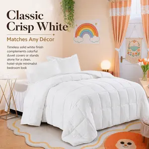 Cosybay Comforter Duvet Insert White- Quilted Comforters Set Twin Size(1 Comforter + 1 Pillowcase), All Season Duvet, Down Alternative Bedding, with 8 Tabs, Gifts for Women & Men & Kids & Bedroom, Twin 88 x 68 Inches,Father's Day Gifts