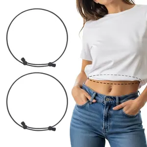 2-Pack Black Waist Tuck Belts | Invisible Elastic Waist Bands to Crop, Tuck & Style Tops, Sweaters & Oversized Shirts | No-Sew Lightweight Fashion Accessory
