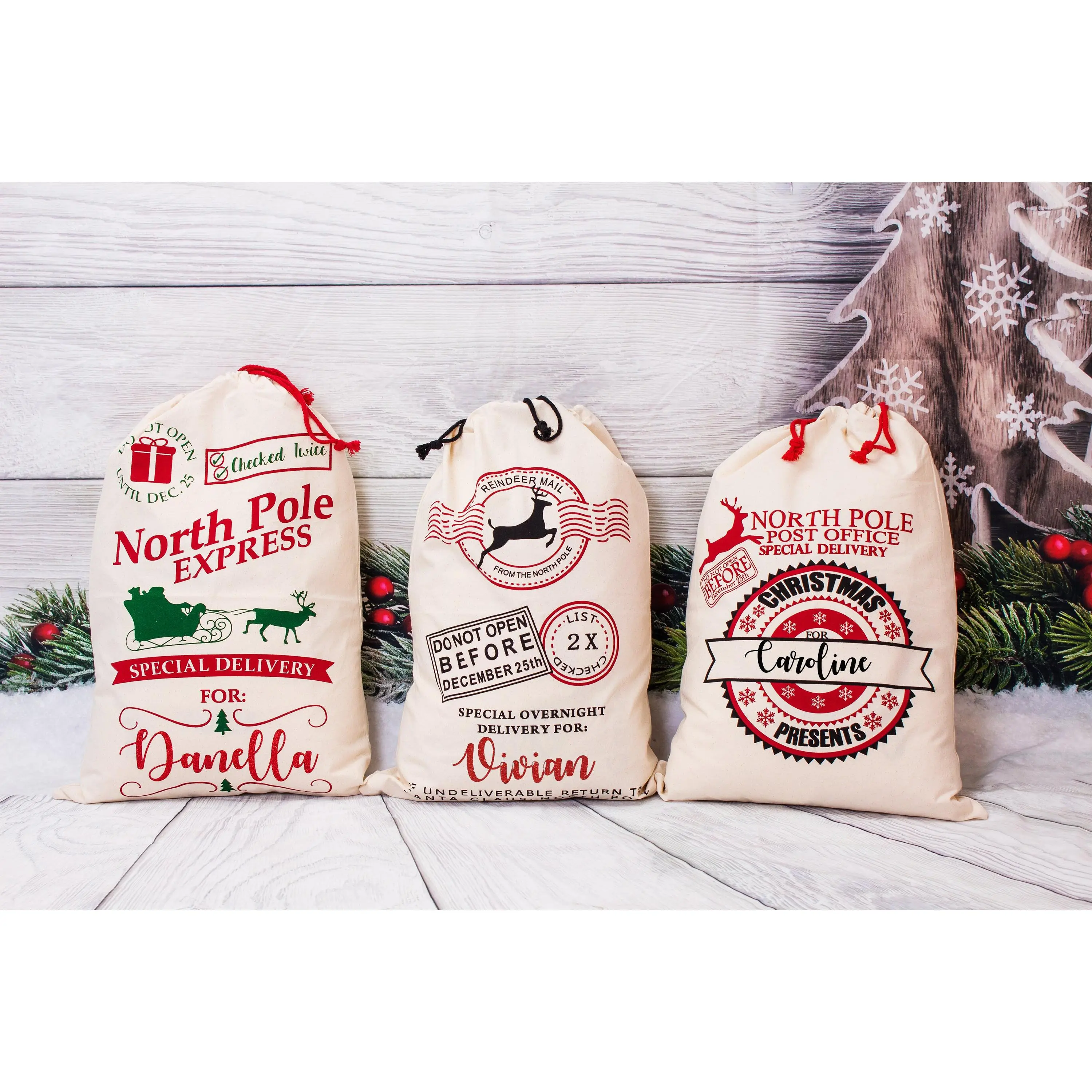 North Pole Express Christmas Gift Bag, Custom Santa Large Sack