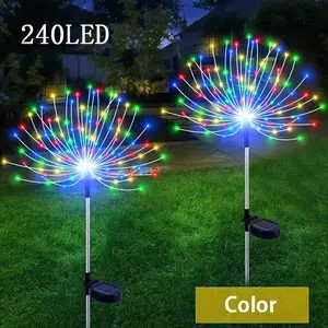 Outdoor Solar Firework Lights Set, 240 LED Christmas Decorations, Ip65 Waterproof, 8 Lighting Modes, Garden Yard Party Halloween DIY
