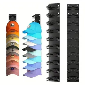 Wall Mounted Baseball Cap Storage Rack, 1/2 Counts Multipurpose Wall Mounted Hat Hook, Hat Hanger Holder, Hat Storage Display Rack for Closet Door & Bedroom, Shelves