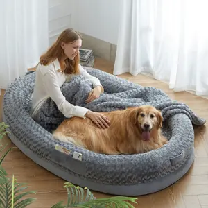 Human Dog Bed for Adults Human-Sized Giant Bean Bag Bed Fits Adults and Pets Napping Orthopedic Beds Grey Soft Cozy Pet Bed