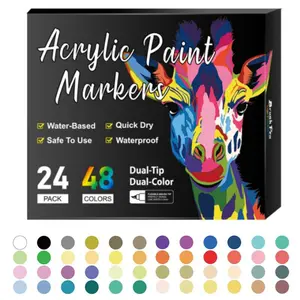 48/72/96-color acrylic paint markers, dual-tip dual-color drawing pens, suitable for adult art projects, rock painting, ceramics, wood, plastic, calligraphy, scrapbooking, brush lettering, card making, and DIY crafts