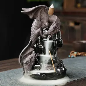 Creative Ceramic Incense Burner, Dragon Design Backflow Incense Burner, Home Decor Ornament, Desktop Decor for Living Room Bedroom Office, Perfume, Aromatherapy Scent Diffuser