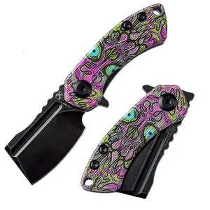 [KANSEPT] Novelty Toy-Like Flipper Knives!Mini Korvid | Undead (Purple/Green) & Watermelon Print G10 Handles, 1.45'' 154CM Blade |Fun Pocket Gadgets T3030Series Designed By  Koch Tools