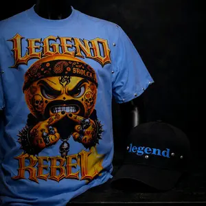 Blue T-Shirt with Legend Rebel Design Compact User-Friendly Versatile for Personal and Professional Use Shortsleeve Summer Fits Streetwear Top Tshirt Crewneck Unisex Casual Menswear Man