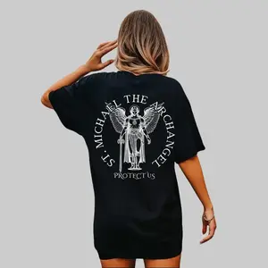 Saint Michael The Archangel Shirt Unisex Cotton Oversized Gym Shirt for Catholic & Orthodox Christian Apparel Comfortable Christian Pump Cover