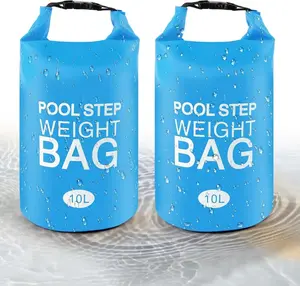 Universal Foldable Pool Stair Weights - 250D PVC Waterproof, Easy Fill Sand Bags for Above Ground Pool Ladder (Sky Blue)