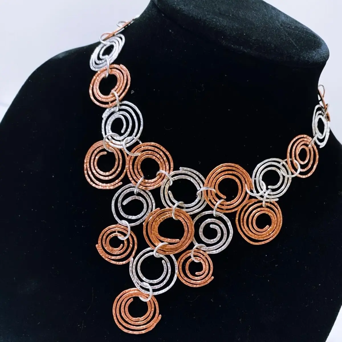 Copper Silver Swirl Necklace